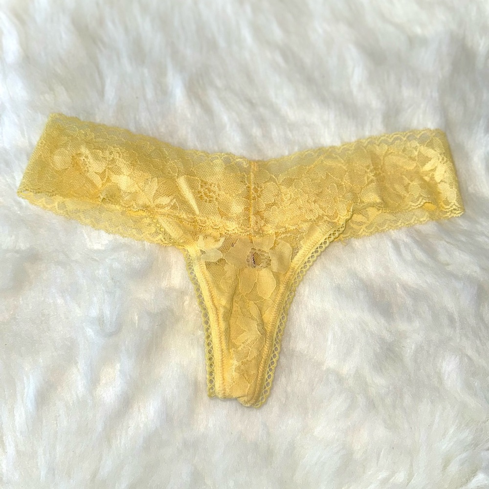 Lace Yellow Thong Panty